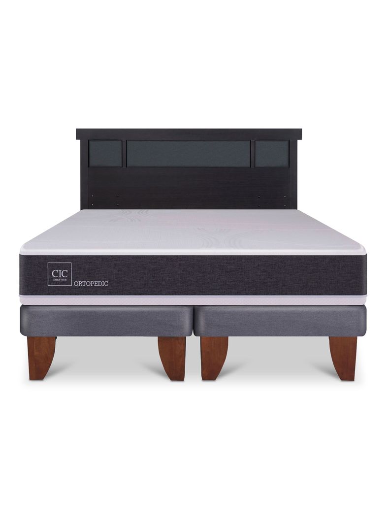 Cama Europea Ortopedic King + Respaldo Dublín Negro-2