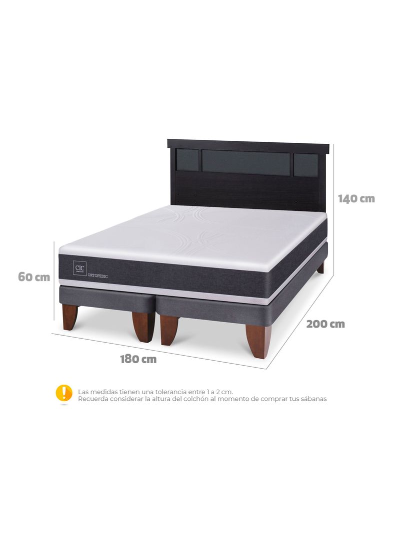 Cama Europea Ortopedic King + Respaldo Dublín Negro-1