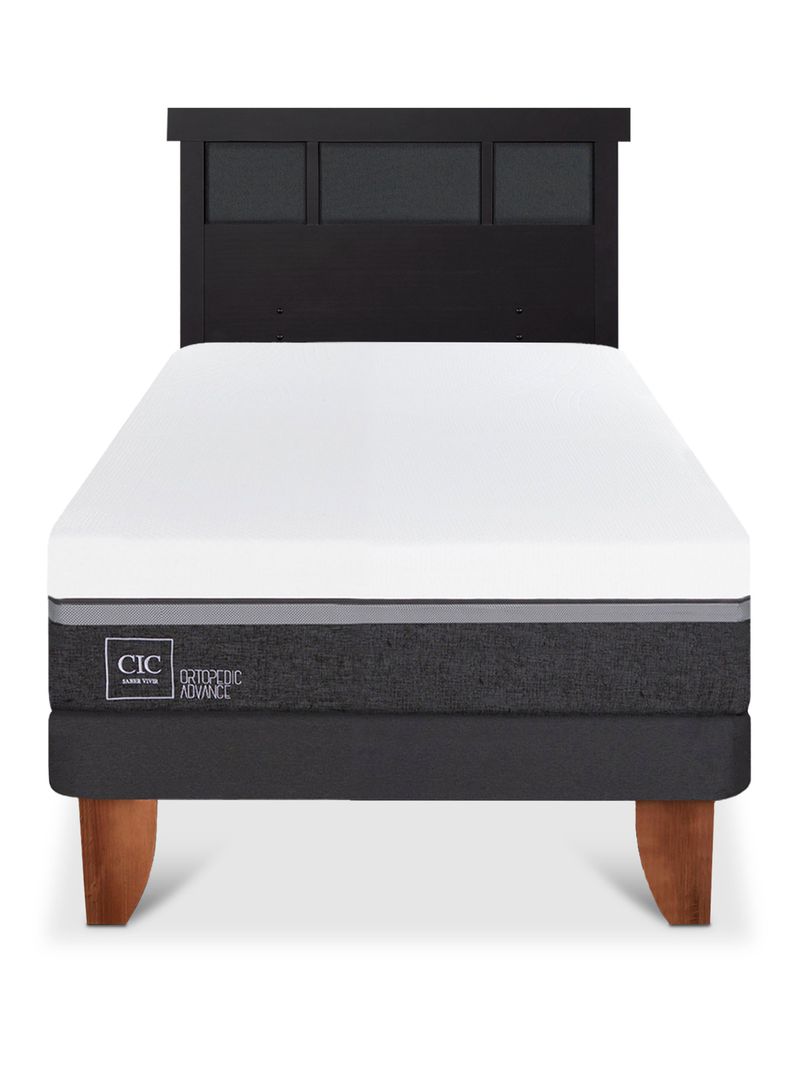 Cama Europea Ortopedic Advance 1.5 Plazas + Respaldo Dublín Negro-2