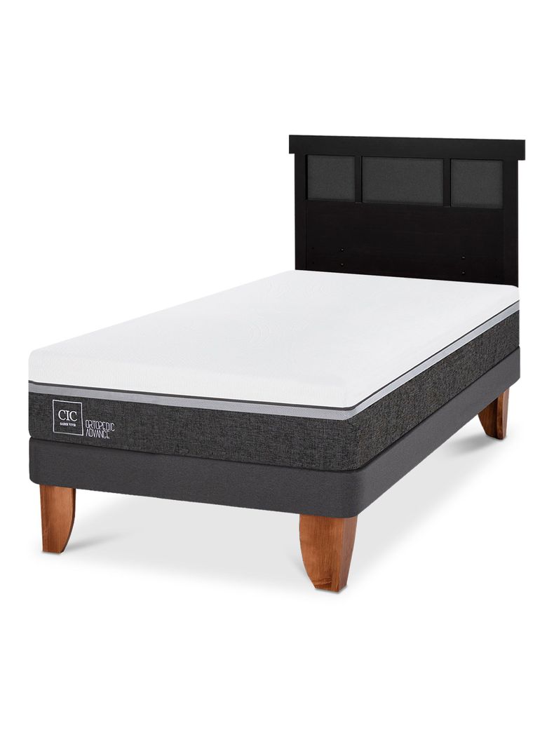 Cama Europea Ortopedic Advance 1.5 Plazas + Respaldo Dublín Negro-0