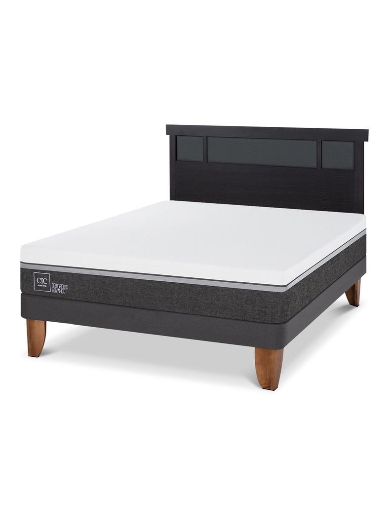 Cama Europea Ortopedic Advance 2 Plazas + Respaldo Dublín Negro-0