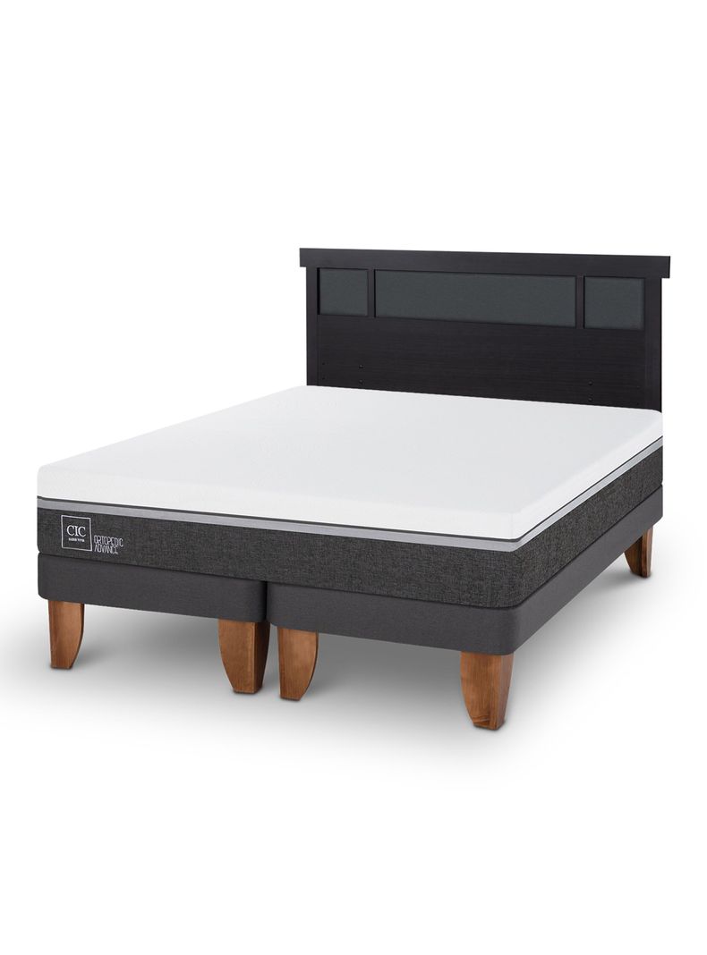 Cama Europea Ortopedic Advance 2 Plazas Base Dividida + Respaldo Dublín Negro-0
