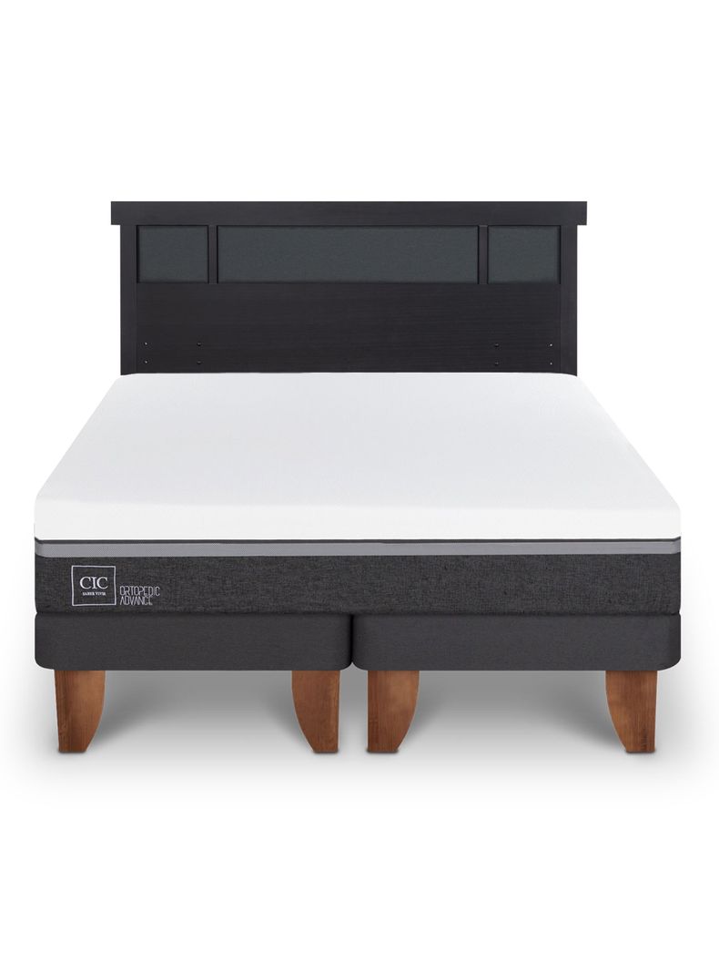 Cama Europea Ortopedic Advance 2 Plazas Base Dividida + Respaldo Dublín Negro-2