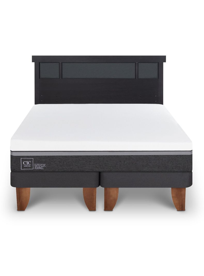 Cama Europea Ortopedic Advance King + Respaldo Dublín Negro-2