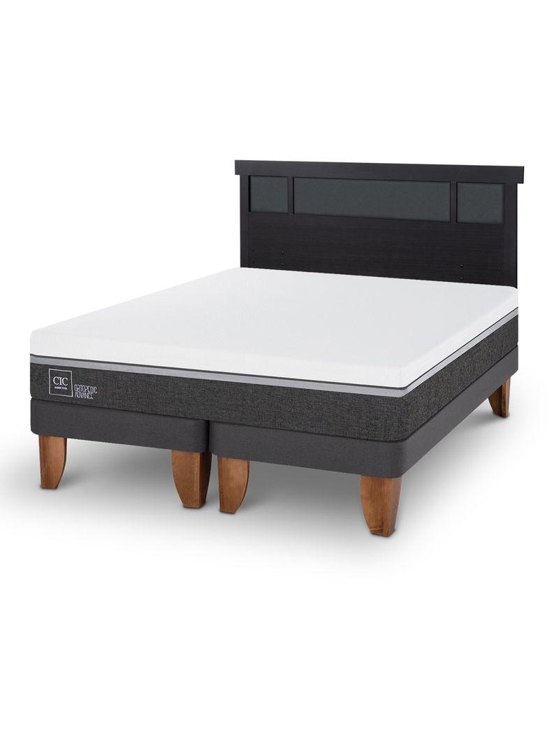 Cama Europea Ortopedic Advance King + Respaldo Dublín Negro-0