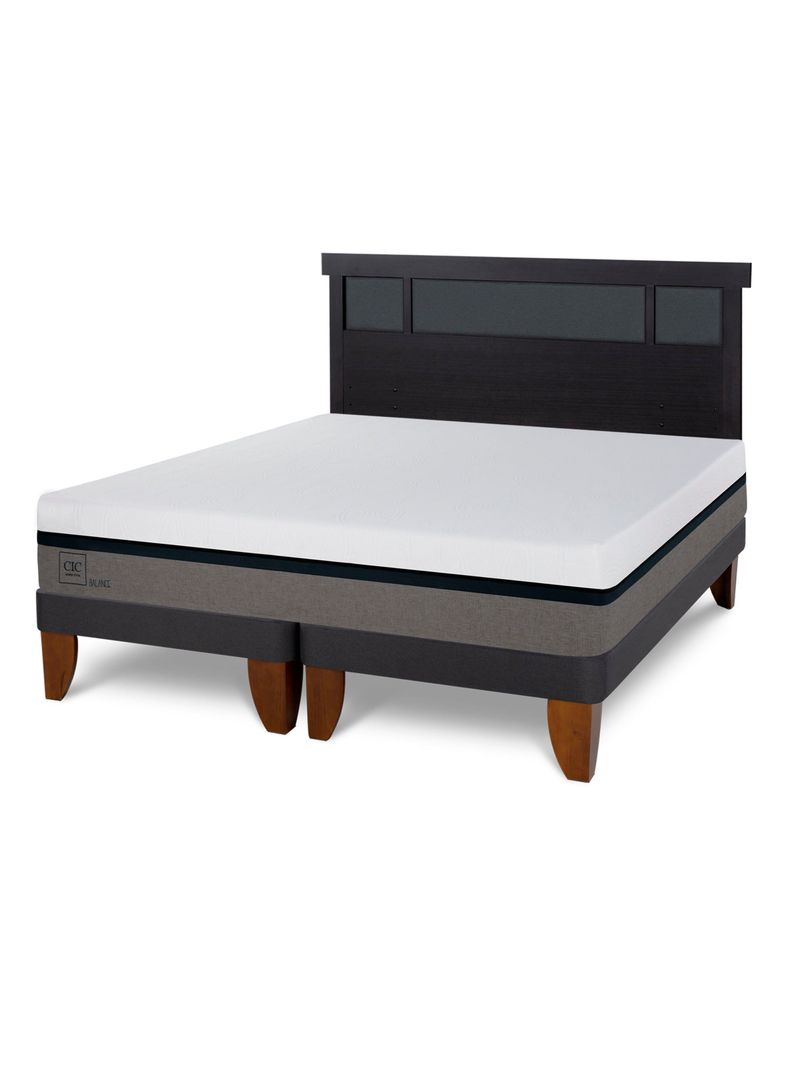Cama Europea Balance 2 Plazas Base Dividida + Respaldo Dublín Negro-0