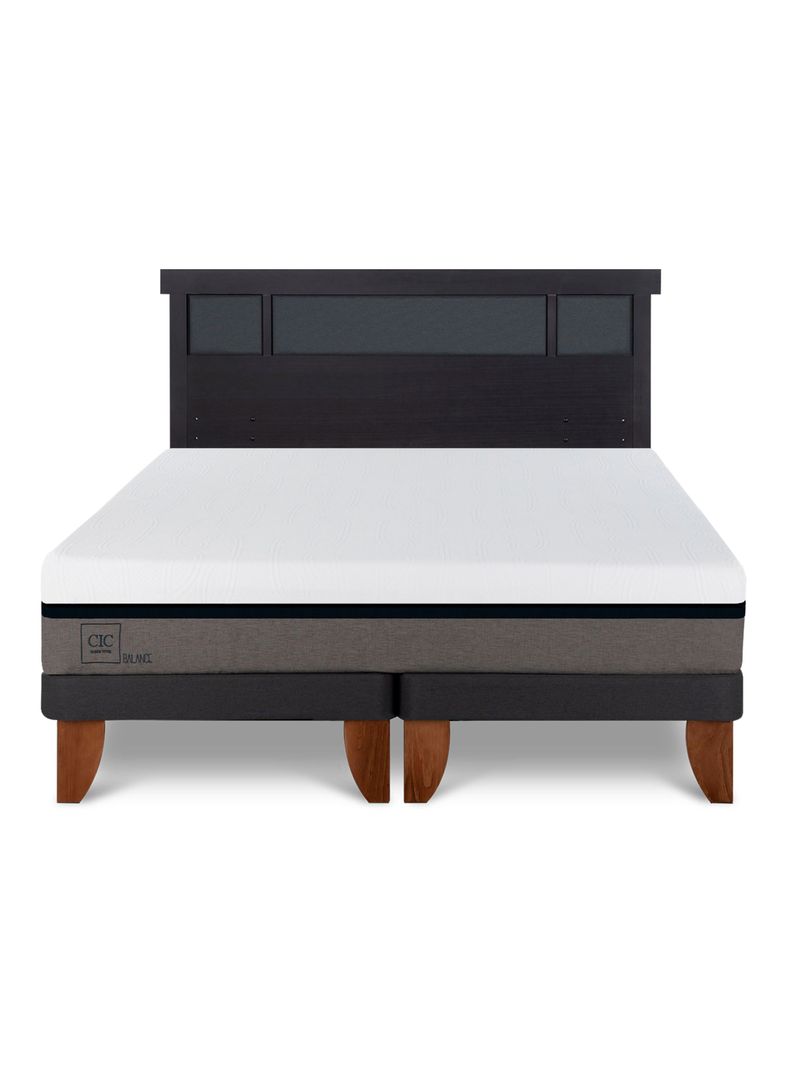 Cama Europea Balance 2 Plazas Base Dividida + Respaldo Dublín Negro-2