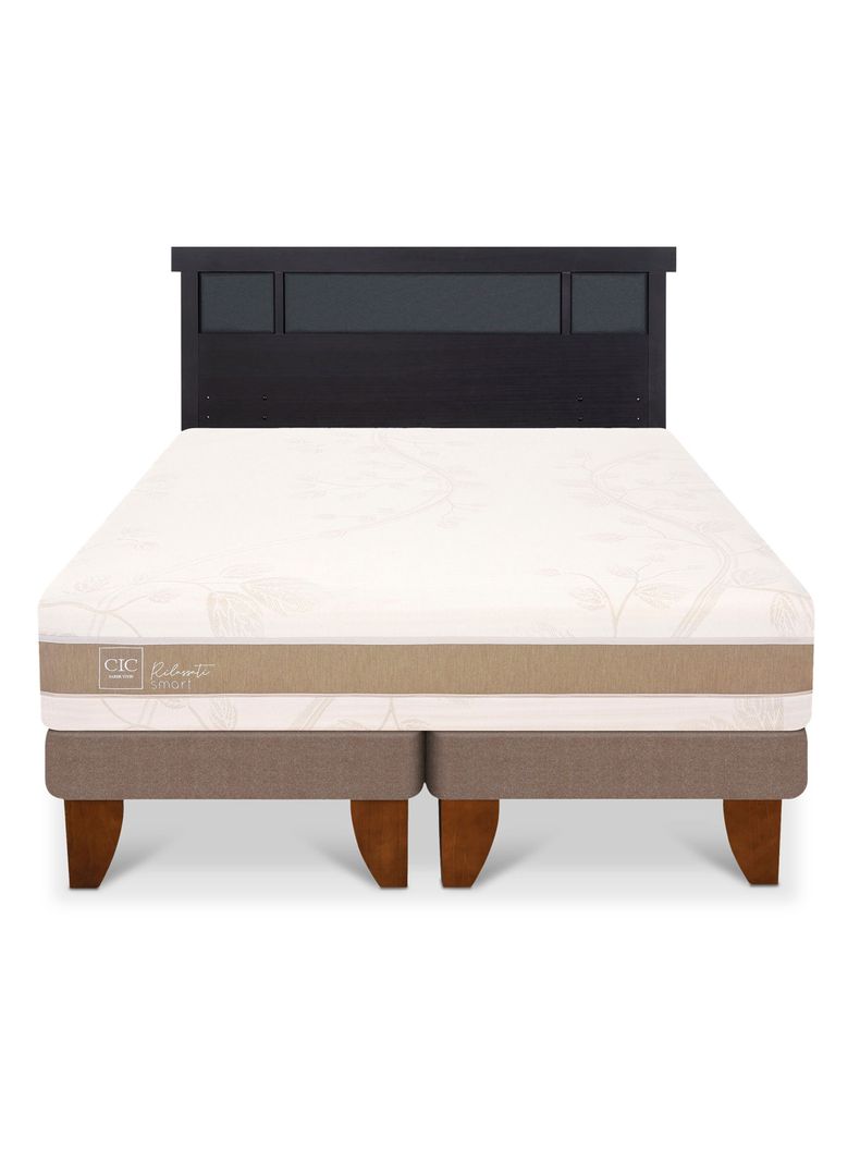 Cama Europea Rilassati Infinity 2 Plazas Base Dividida + Respaldo Dublin Negro-2