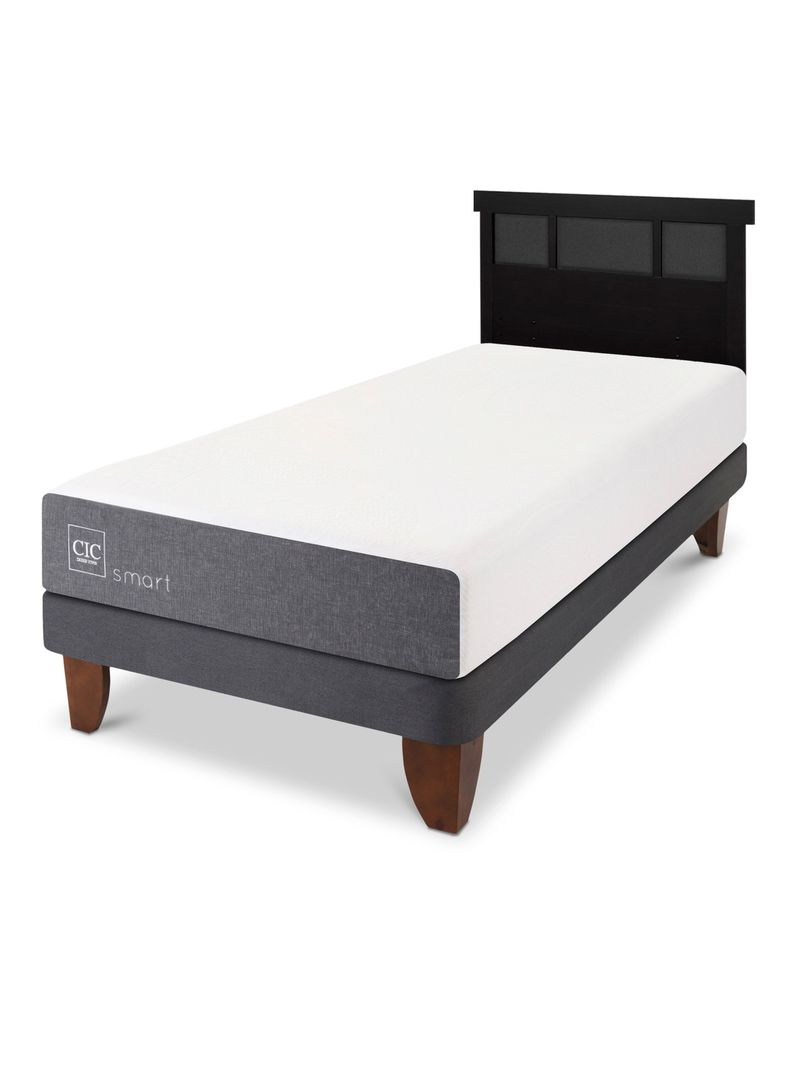 Cama Europea Smart 1 Plaza + Respaldo Dublín Negro-0