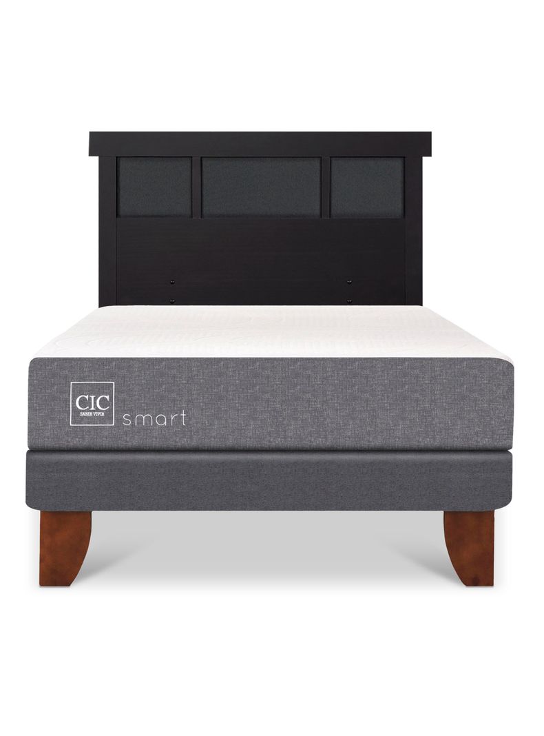 Cama Europea Smart 1 Plaza + Respaldo Dublín Negro-2
