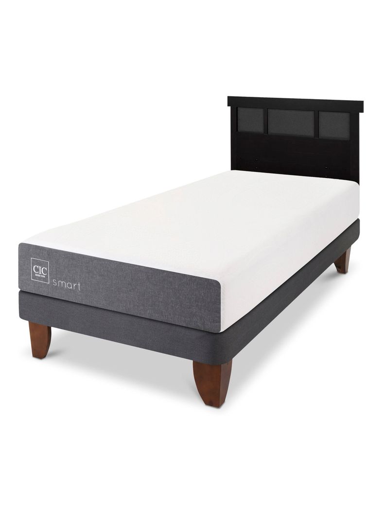 Cama Europea Smart 1.5 Plazas + Respaldo Dublín Negro-0