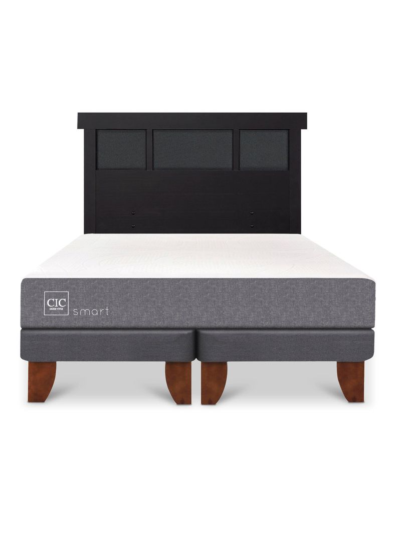 Cama Europea Smart King + Respaldo Dublín Negro-2