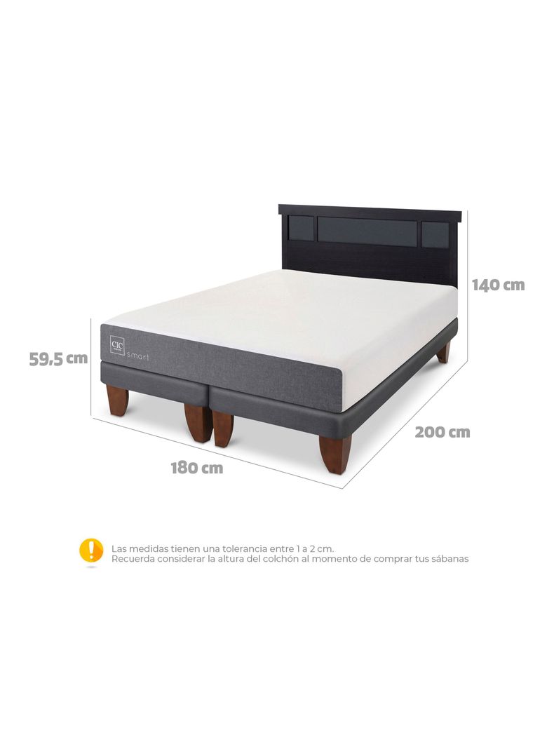 Cama Europea Smart King + Respaldo Dublín Negro-1
