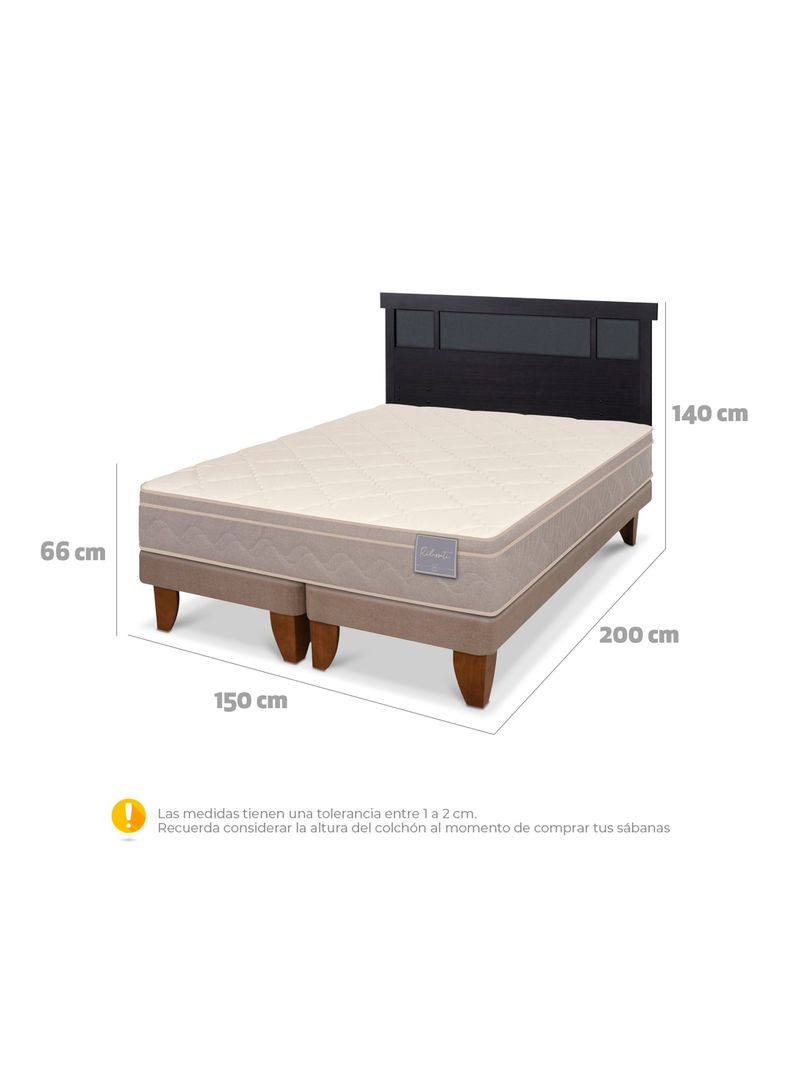 Cama Europea Rilassati 2 Plazas Base Dividida + Respaldo Dublín Negro-1