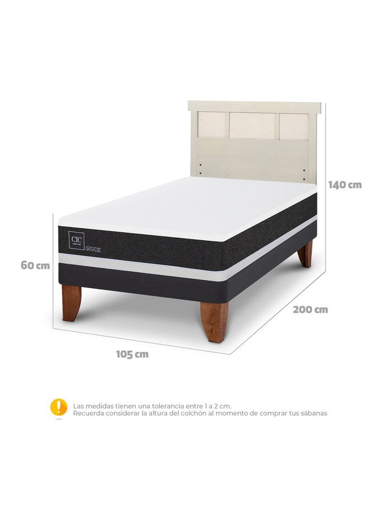 Cama Europea Ortopedic 1.5 Plazas + Respaldo Dublín Alpino-1