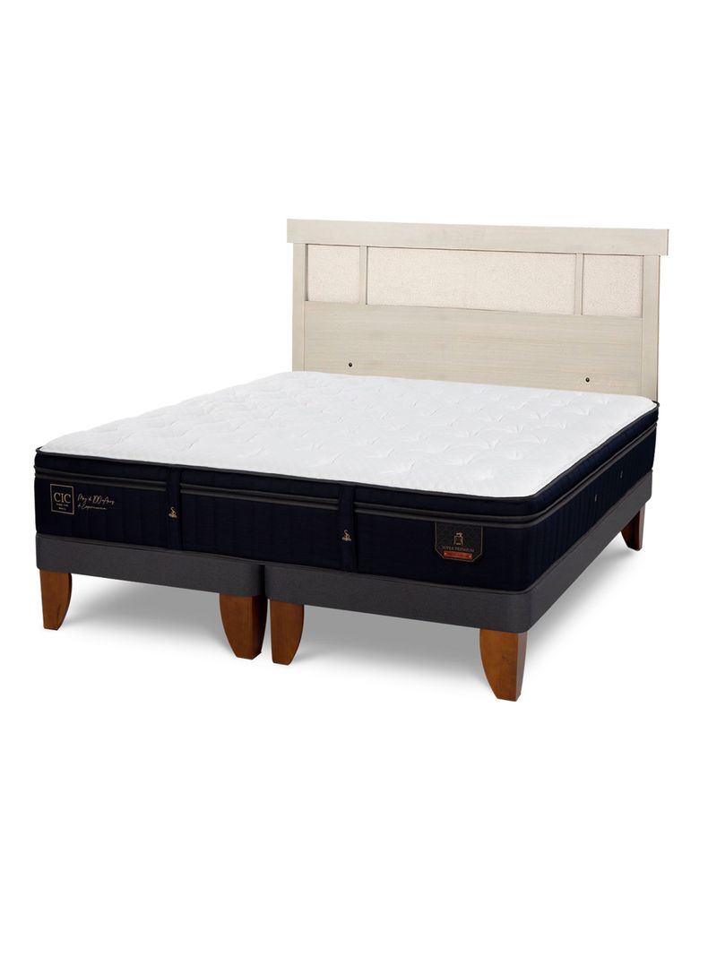 Cama Europea Súper Premium 2 Plazas Base Dividida + Respaldo Dublín Alpino-0