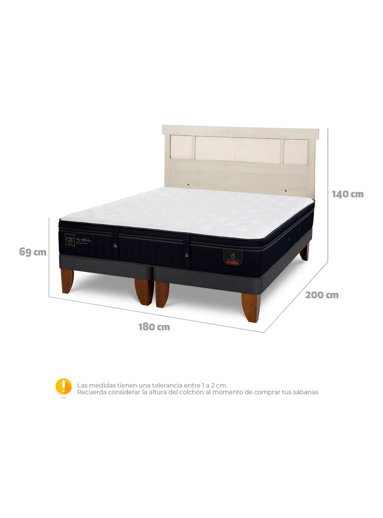 Cama Europea Súper Premium King + Respaldo Dublín Alpino-1