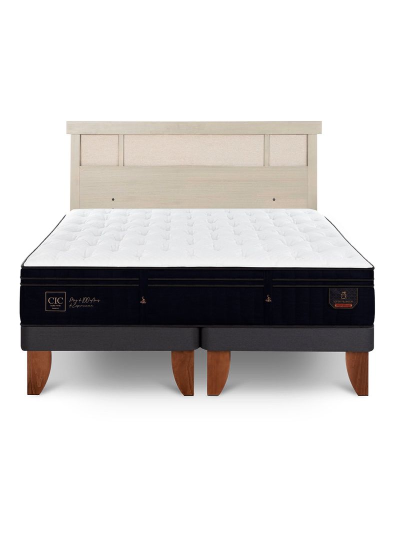 Cama Europea Súper Premium King + Respaldo Dublín Alpino-2