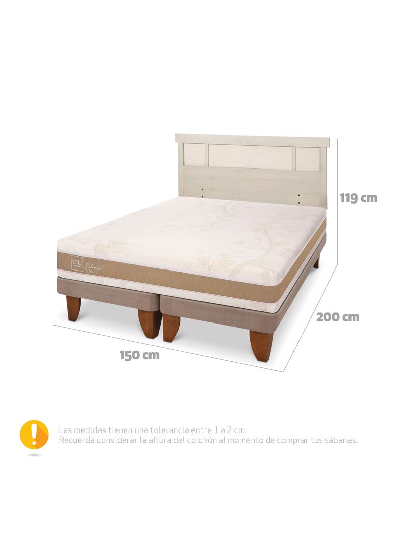 Cama Europea Rilassati Infinity 2 Plazas Base Dividida + Respaldo Dublin Alpino-1