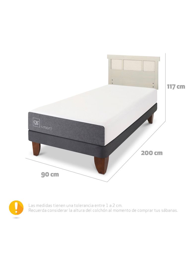 Cama Europea Smart 1 Plaza + Respaldo Dublín Alpino-1