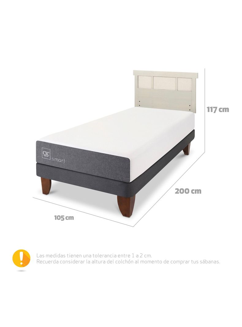 Cama Europea Smart 1.5 Plazas + Respaldo Dublín Alpino-1