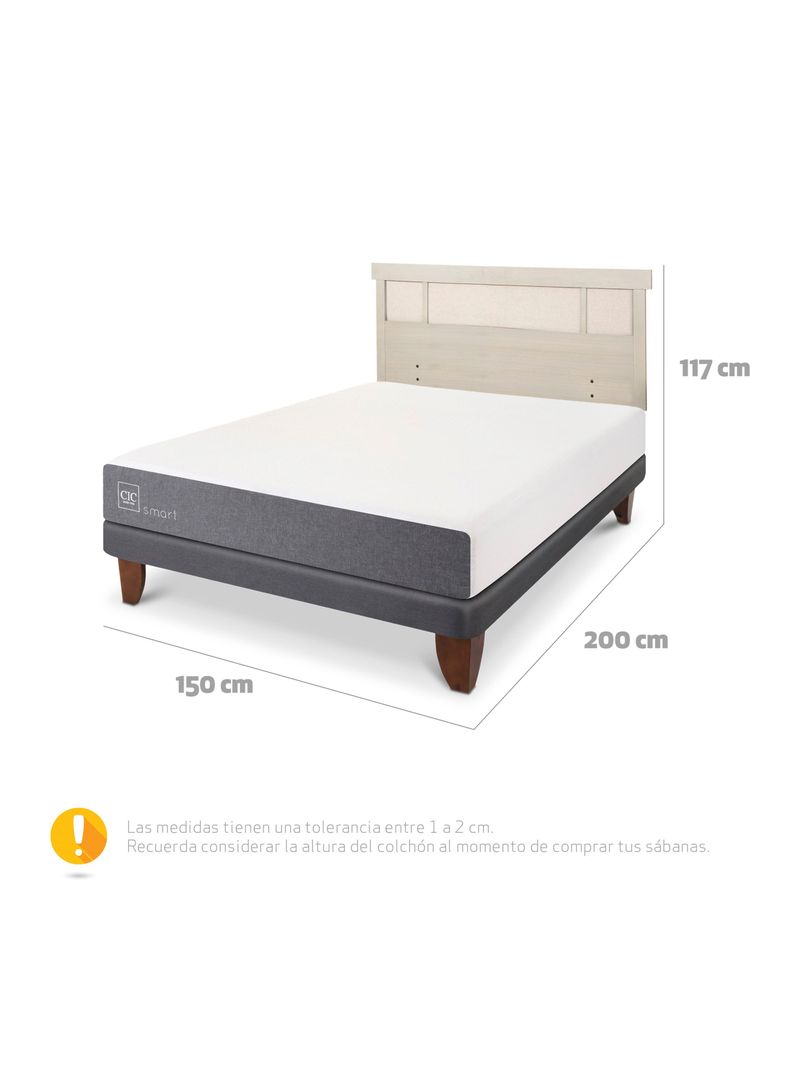 Cama Europea Smart 2 Plazas + Respaldo Dublín Alpino-1