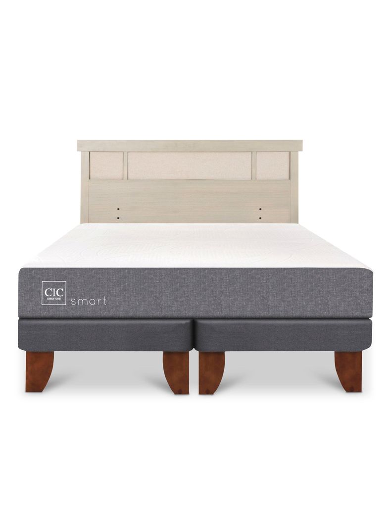 Cama Europea Smart 2 Plazas Base Dividida + Respaldo Dublín Alpino-2