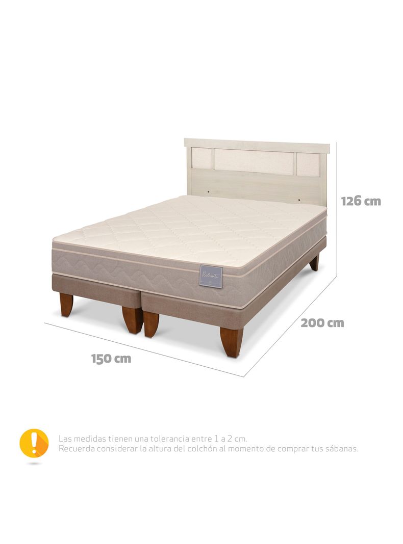 Cama Europea Rilassati 2 Plazas Base Dividida + Respaldo Dublín Alpino-1