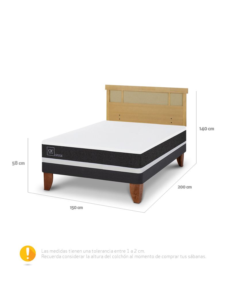 Cama Europea Ortopedic 2 Plazas + Respaldo Dublín Mostaza-1