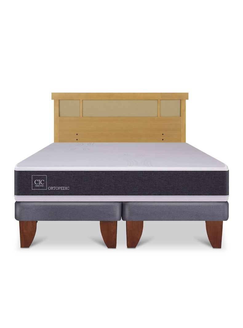 Cama Europea Ortopedic 2 Plazas Base Dividida + Respaldo Dublín Mostaza-2