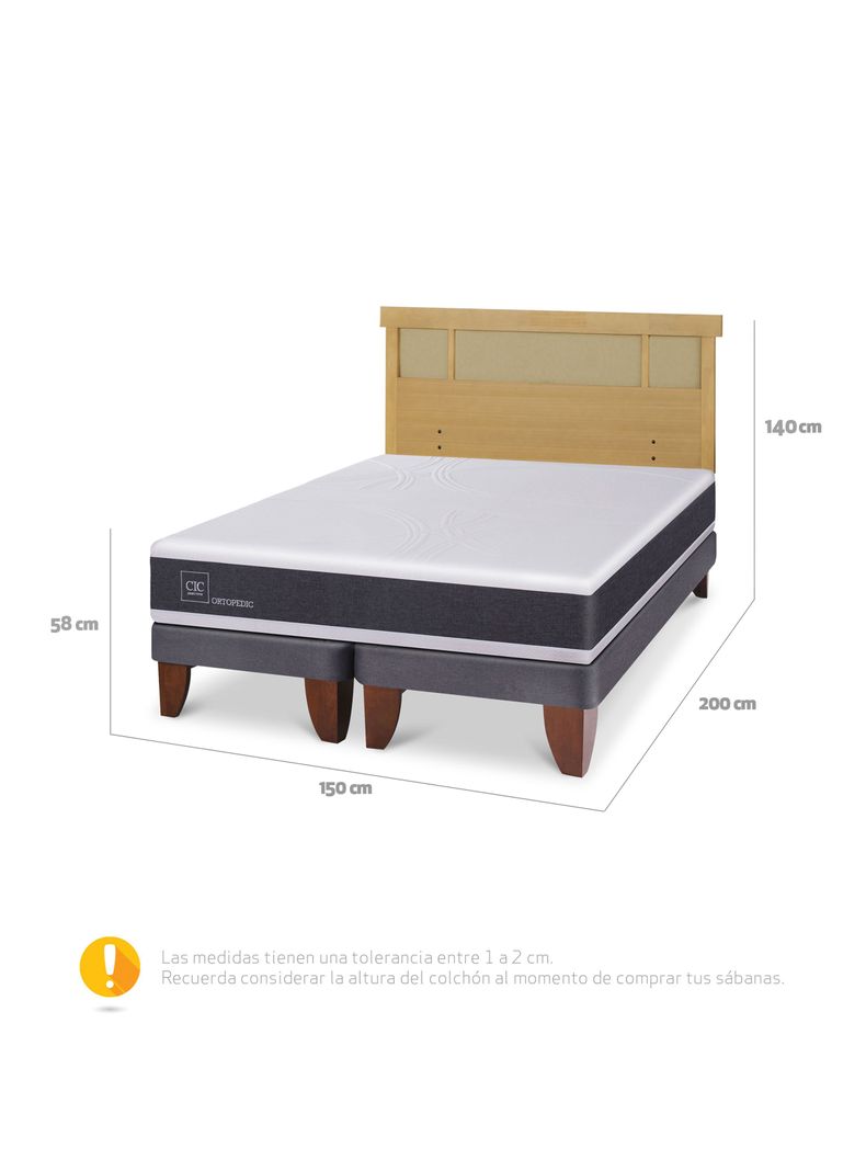Cama Europea Ortopedic 2 Plazas Base Dividida + Respaldo Dublín Mostaza-1