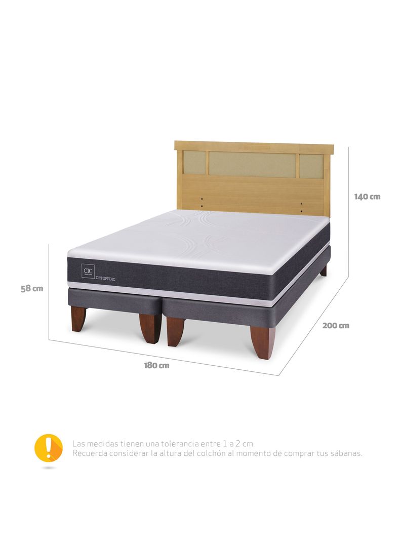 Cama Europea Ortopedic King + Respaldo Dublín Mostaza-1