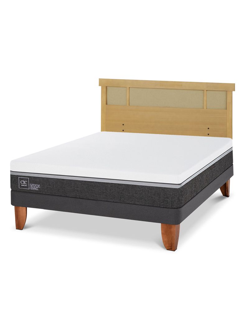 Cama Europea Ortopedic Advance 2 Plazas + Respaldo Dublin Mostaza-0