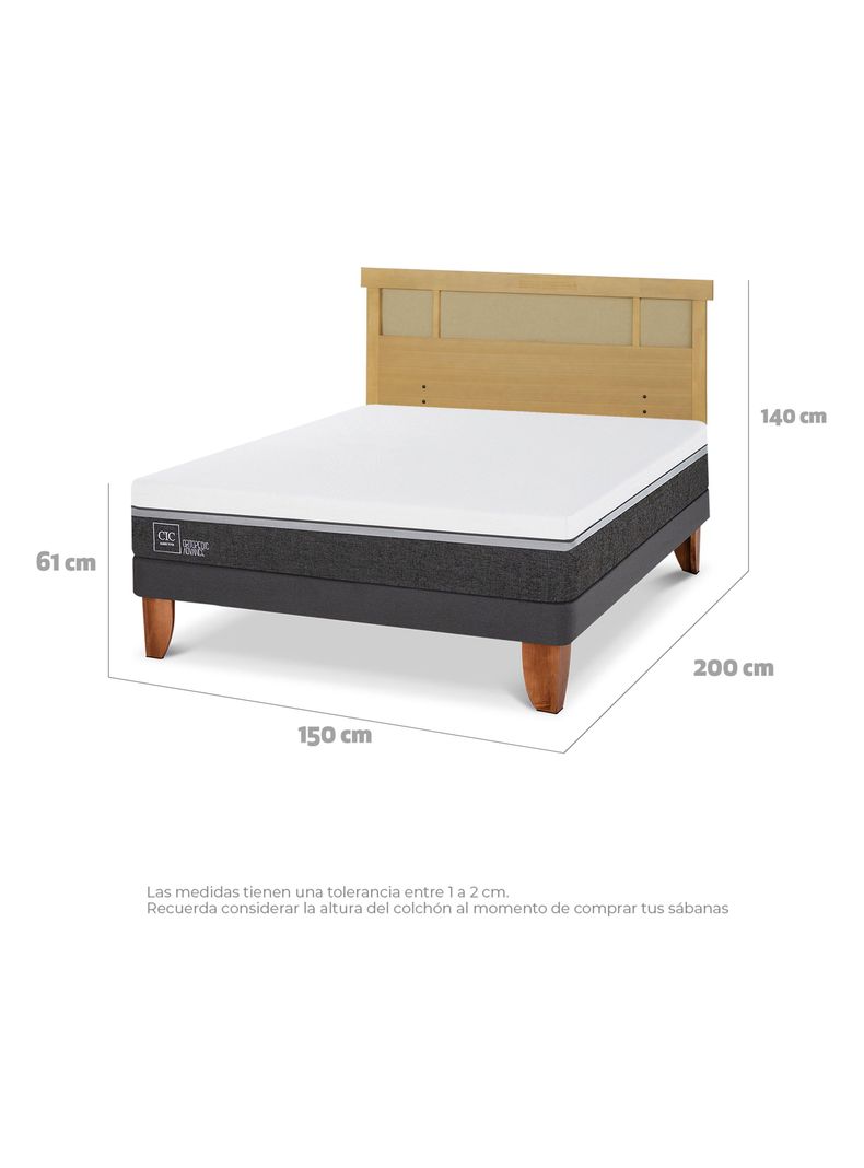 Cama Europea Ortopedic Advance 2 Plazas + Respaldo Dublin Mostaza-1
