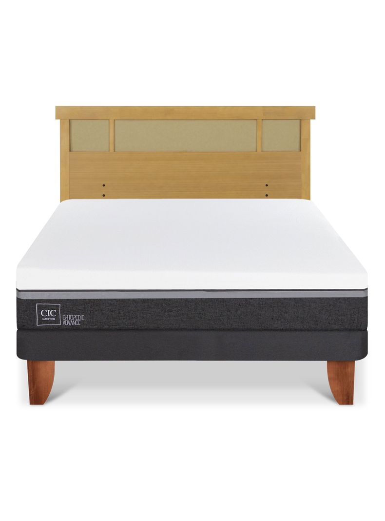 Cama Europea Ortopedic Advance 2 Plazas + Respaldo Dublin Mostaza-2