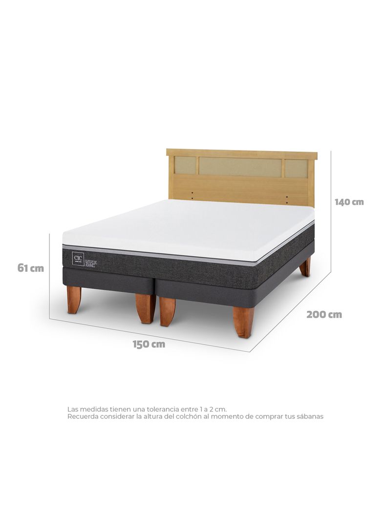 Cama Europea Ortopedic Advance 2 Plazas Base Dividida + Respaldo Dublín Mostaza-1