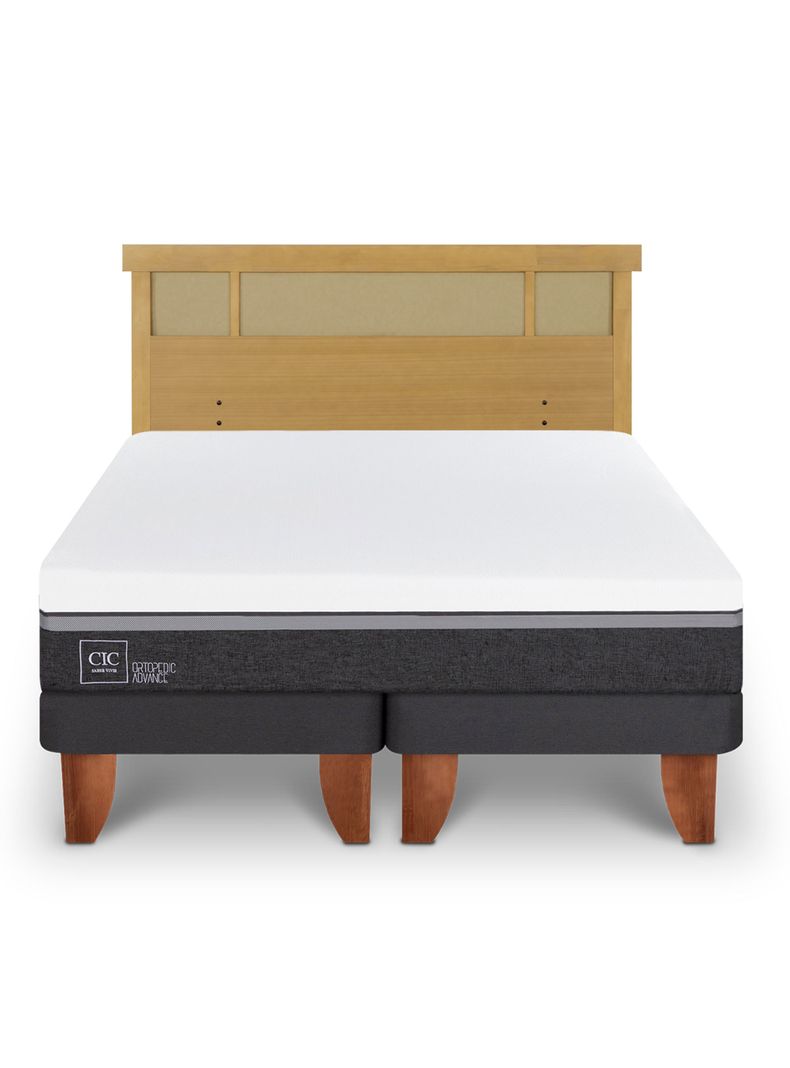 Cama Europea Ortopedic Advance 2 Plazas Base Dividida + Respaldo Dublín Mostaza-2