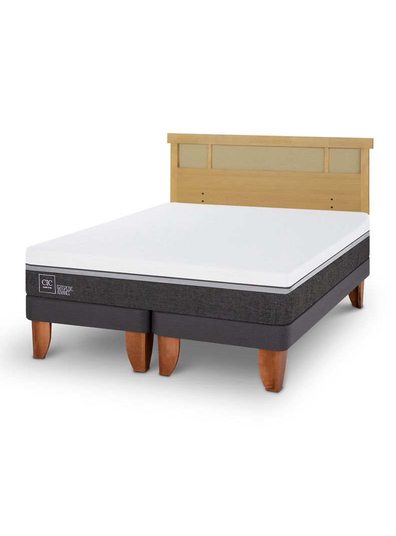 Cama Europea Ortopedic Advance 2 Plazas Base Dividida + Respaldo Dublín Mostaza-0