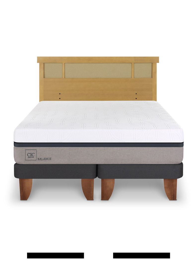 Cama Europea Balance 2 Plazas Base Dividida + Respaldo Dublín Mostaza-2