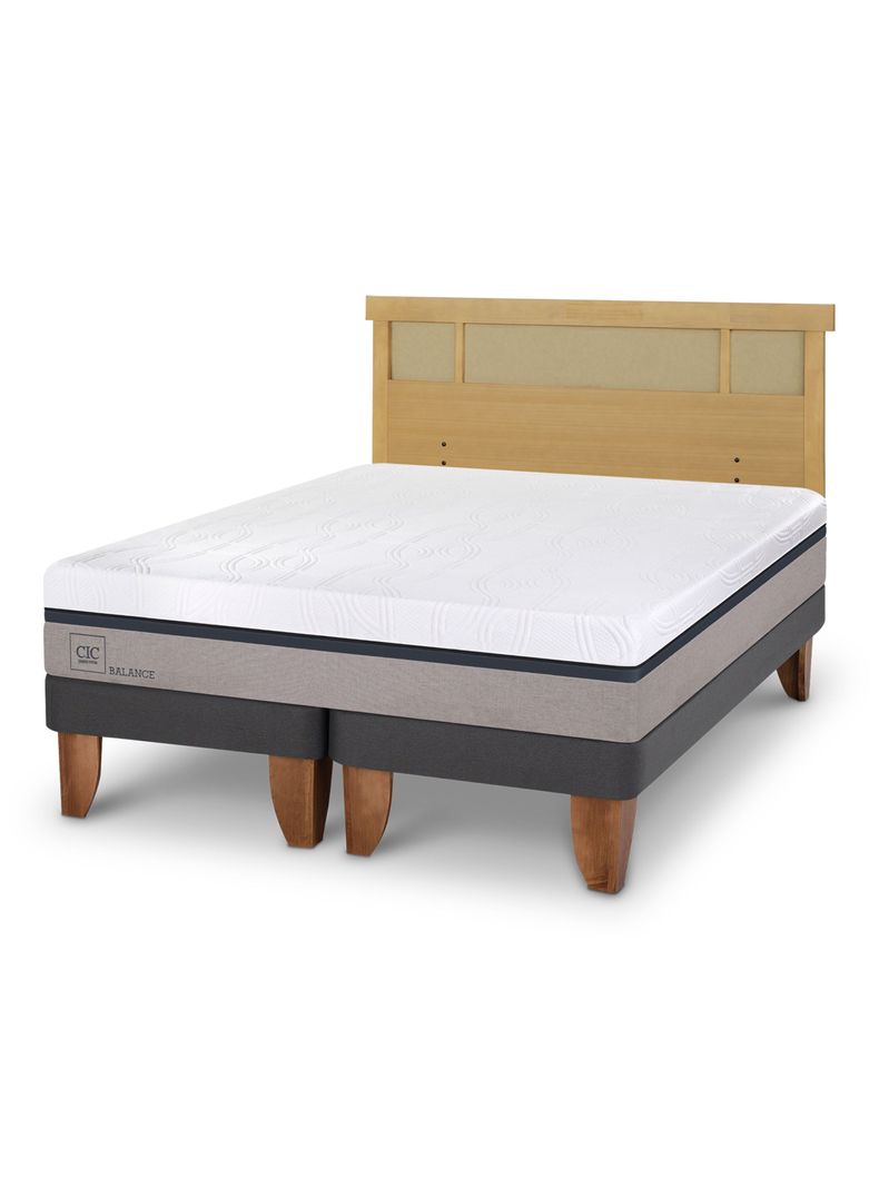 Cama Europea Balance 2 Plazas Base Dividida + Respaldo Dublín Mostaza-0