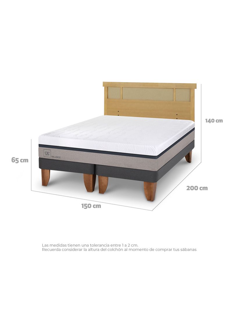 Cama Europea Balance 2 Plazas Base Dividida + Respaldo Dublín Mostaza-1