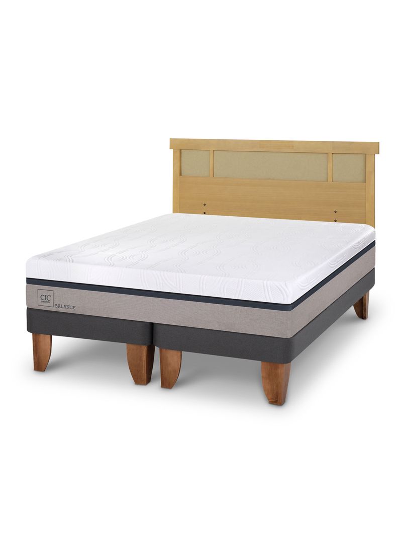 Cama Europea Balance King + Respaldo Dublín Mostaza-0