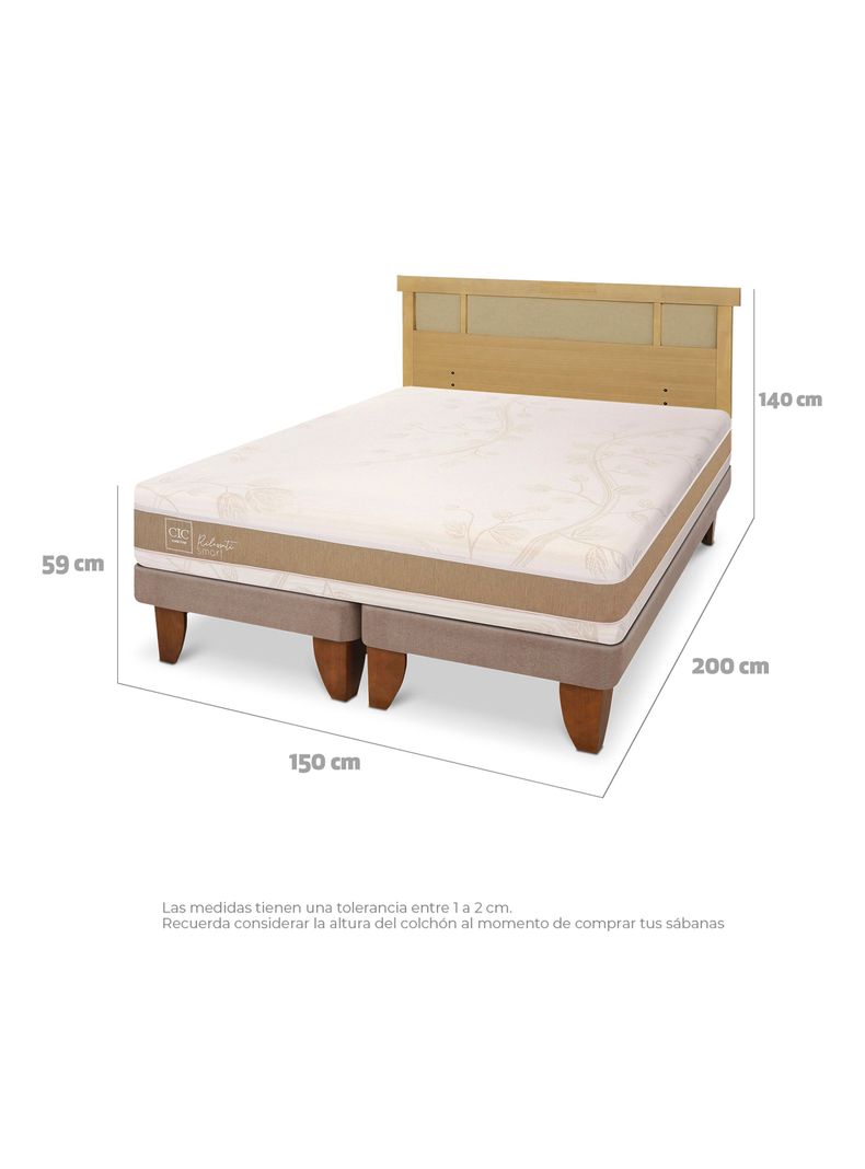Cama Europea Rilassati Infinity 2 Plazas Base Dividida + Respaldo Dublin Mostaza-1