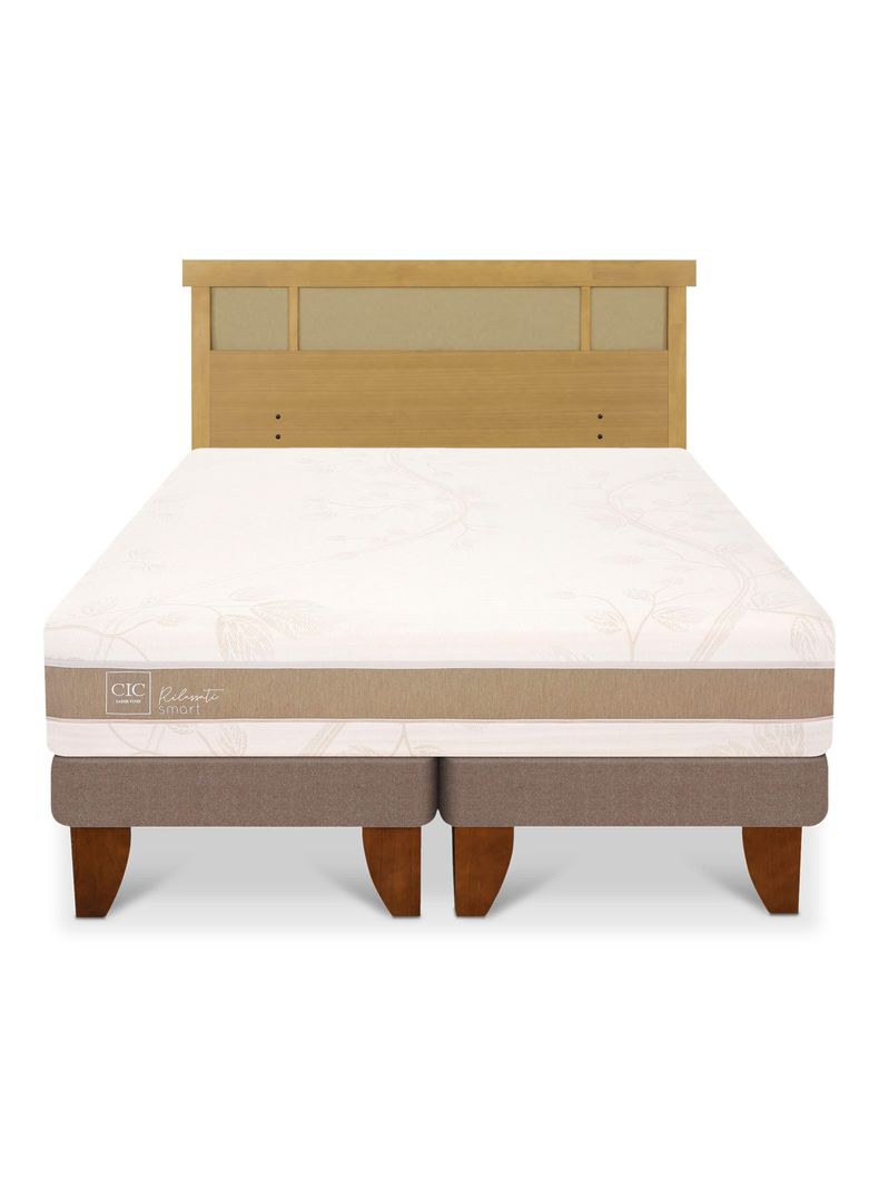 Cama Europea Rilassati Infinity King + Respaldo Dublin Mostaza-2