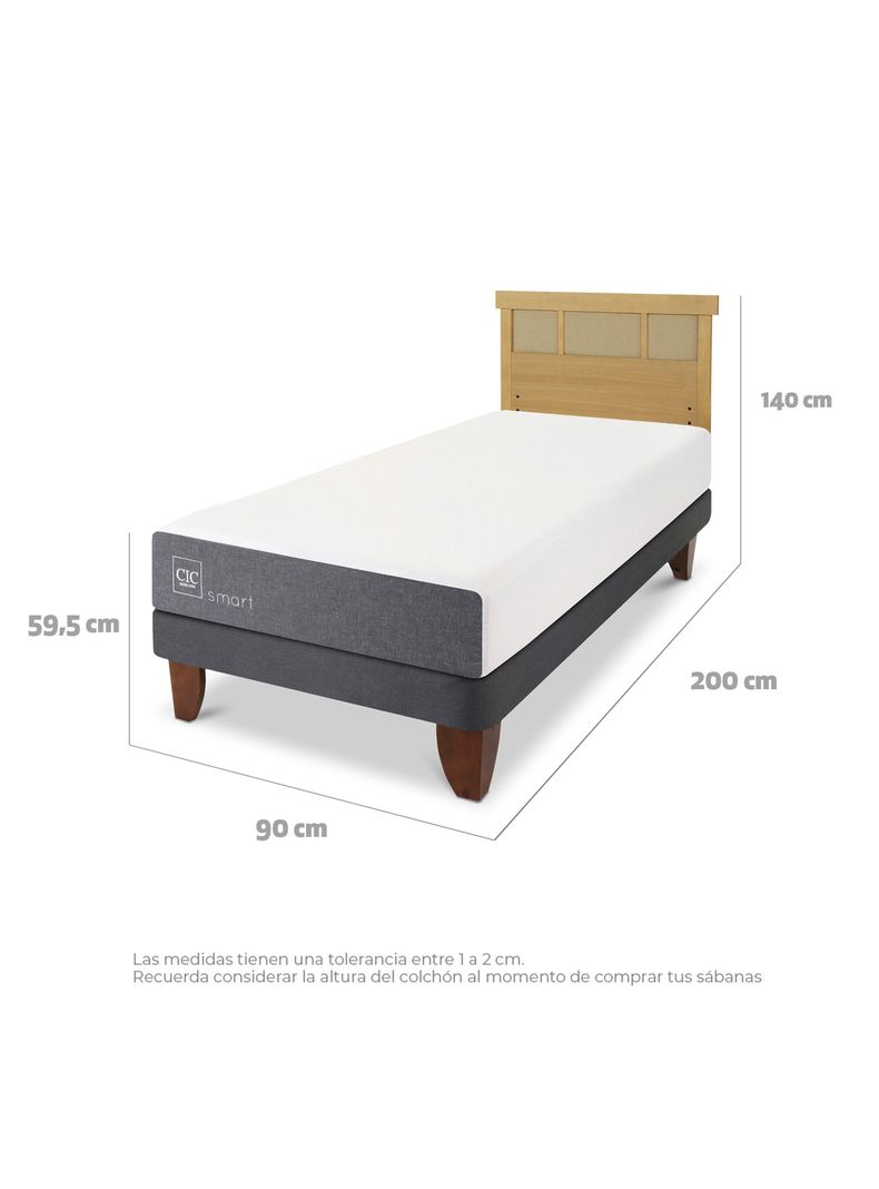 Cama Europea Smart 1 Plaza + Respaldo Dublín Mostaza-1