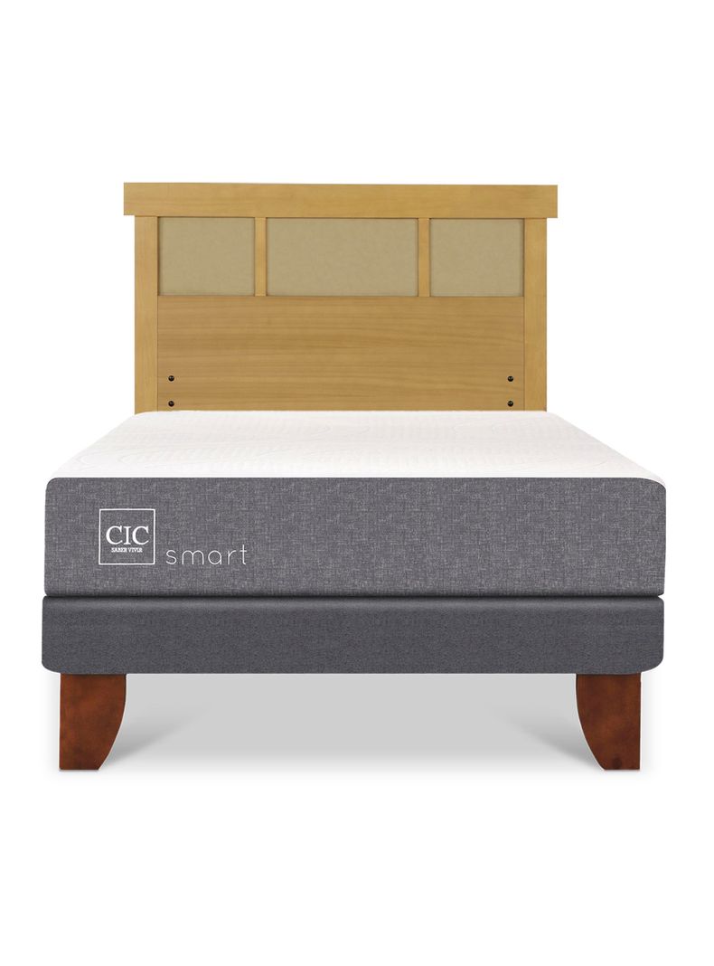 Cama Europea Smart 1 Plaza + Respaldo Dublín Mostaza-2