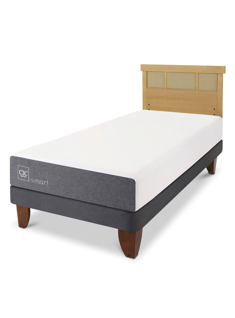 Cama Europea Smart 1 Plaza + Respaldo Dublín Mostaza-0