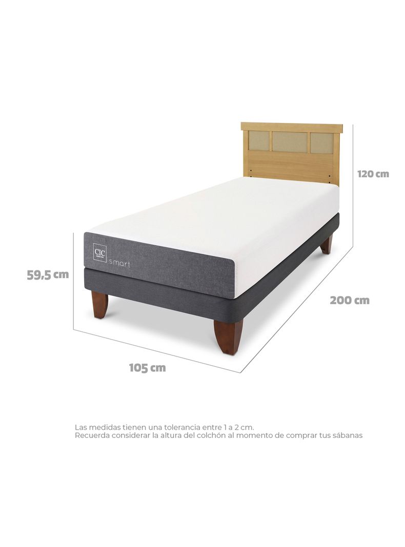 Cama Europea Smart 1.5 Plazas + Respaldo Dublín Mostaza-1