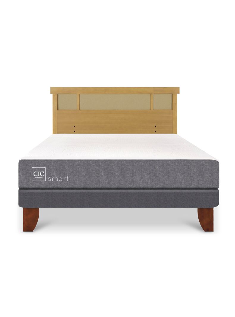 Cama Europea Smart 2 Plazas + Respaldo Dublín Mostaza-2