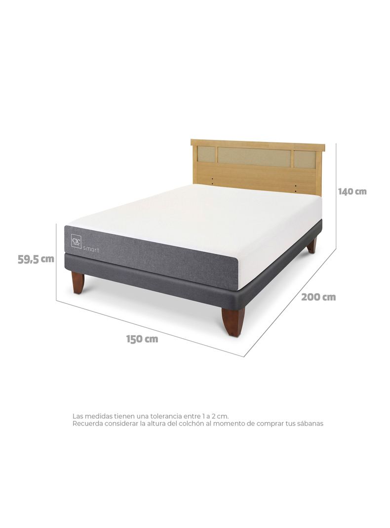 Cama Europea Smart 2 Plazas + Respaldo Dublín Mostaza-1